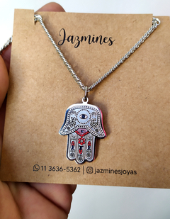 Collar Mano hamsa esmaltada - comprar online
