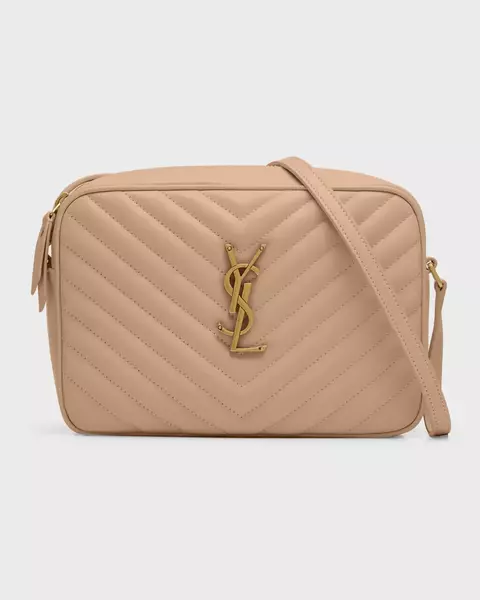 Bolsa Lou Medium YSL Camera Bag with Pocket in Quilted Leather