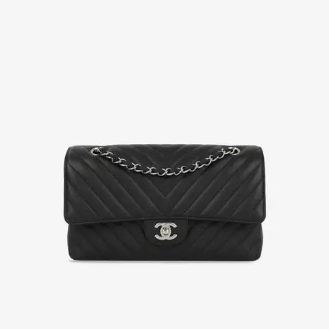 Bolsa Chanel Medium Classic Flap - Preto Chevron