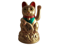 Gato de la Suerte Maneki Neko Color Dorado Nacarado