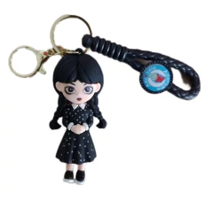 Llavero Merlina Addams Wednesday con Vestido Negro de Silicona - Los Locos Addams