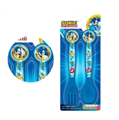 Set x 2 Cubiertos Sonic Cuchara Tenedor Infantil
