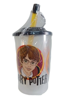 Vasito Harry Potter con Tapa y Sorbete Plástico Infantil 270 ml