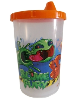 Vasito Infantil Slime Fury con Tapa Tomadora Plástico Infantil 270 ml - Tapa Naranja (Mayorista)