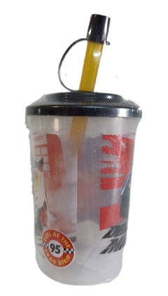 Vasito Cars con Tapa y Sorbete Plástico Infantil 270 ml (Mayorista) en internet
