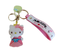 Llavero Hello Kitty con Vestido Rosa de Silicona