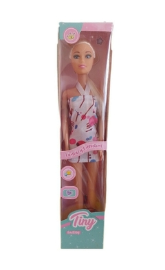 Muñeca Articulada Tiny Vestido Blanco Estampado (Mayorista) - comprar online