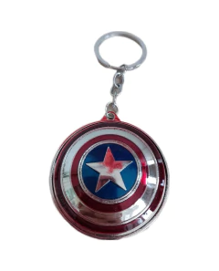 Llavero Escudo Capitán América Giratorio Plateado de Metal