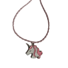 Colgante Collar Unicornio Rosa Claro de Metal