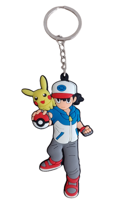 Llavero Ash Ketchum y Pikachu de Goma - Pokemon - (MAYORISTA)