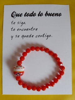 Pulsera Gato de la Suerte Elástica - Roja