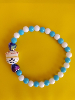 Pulsera Argentina Gato de la Suerte Blanco con Corazones - comprar online