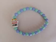 Pulsera Gato de la Suerte Turquesa y Verde - Elástica