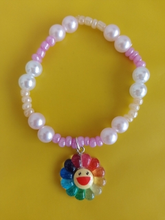 Pulsera Flor Sonriente Multicolor - Elástica
