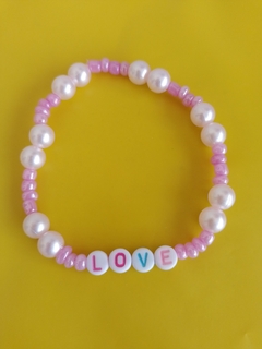 Pulsera Love con Mostacillas y Perlas - Elástica