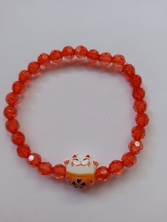 Pulsera Roja Gato de la Suerte - Elástica