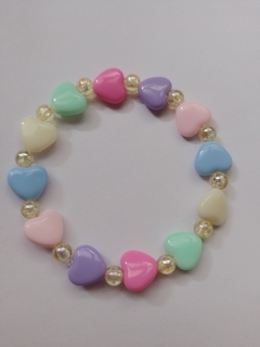 Pulsera Corazones Candy con Dorado - Elástica