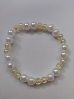 Pulsera Dorada con Perlas - Elástica