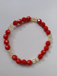 Pulsera Roja y Dorada Navideña - Elástica