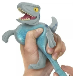 Muñeco Dinosaurio Squishy Velociraptor Blue Goo Jit Zu Jurassiz World en internet