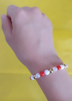 Pulsera Roja Blanca Dorada y Transparente - Elástica en internet