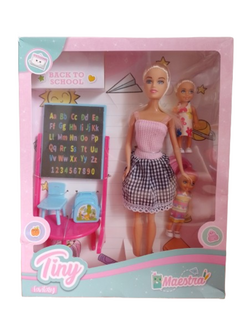 Muñeca Articulada Tiny Maestra con 2 Alumnas y Accesorios - (MAYORISTA)