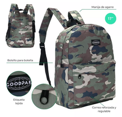 Mochila Goodpak Camuflada Urbana Escolar 17 Espalda - (MAYORISTA) - tienda online