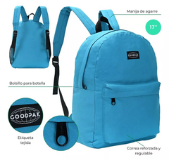 Imagen de Mochila Good Pak Turquesa Urbana Escolar 17 Espalda