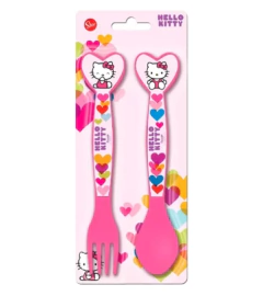Set x 2 Cubiertos Hello Kitty Cuchara Tenedor Infantil