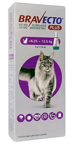 BRAVECTO PLUS GATO 6.25 a 12.5 kg. Protege 3 Meses (Parasitos internos y externos). - comprar online