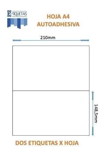 Papel Autoadhesivo A4 100 Hoja 210 X 148,50 Mm Injek Laser