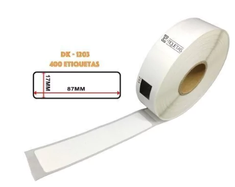 Rollo Dk-1203 etiqueta Autoadhesiva 17x87 mm 300 unidades