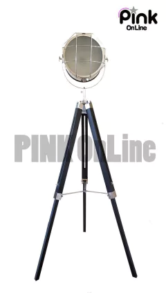 Lampara De Pie Living Faro Naval Tripode Lobista Plateado-Pie Negro (L17) - Pink.Online