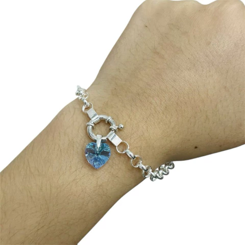 Pulsera Roló Corazón 10mm Plata 925 y Cristal - comprar online