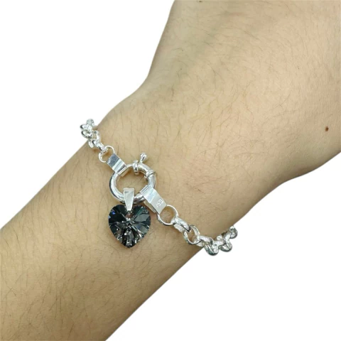 Pulsera Roló Corazón 10mm Plata 925 y Cristal - comprar online