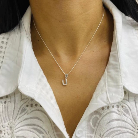Conjunto Iniciales Medianas Plata 925 - comprar online
