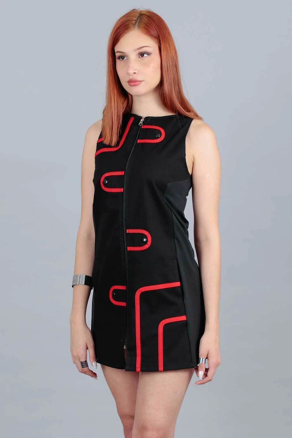 Vestido Audry (negro c/rojo)