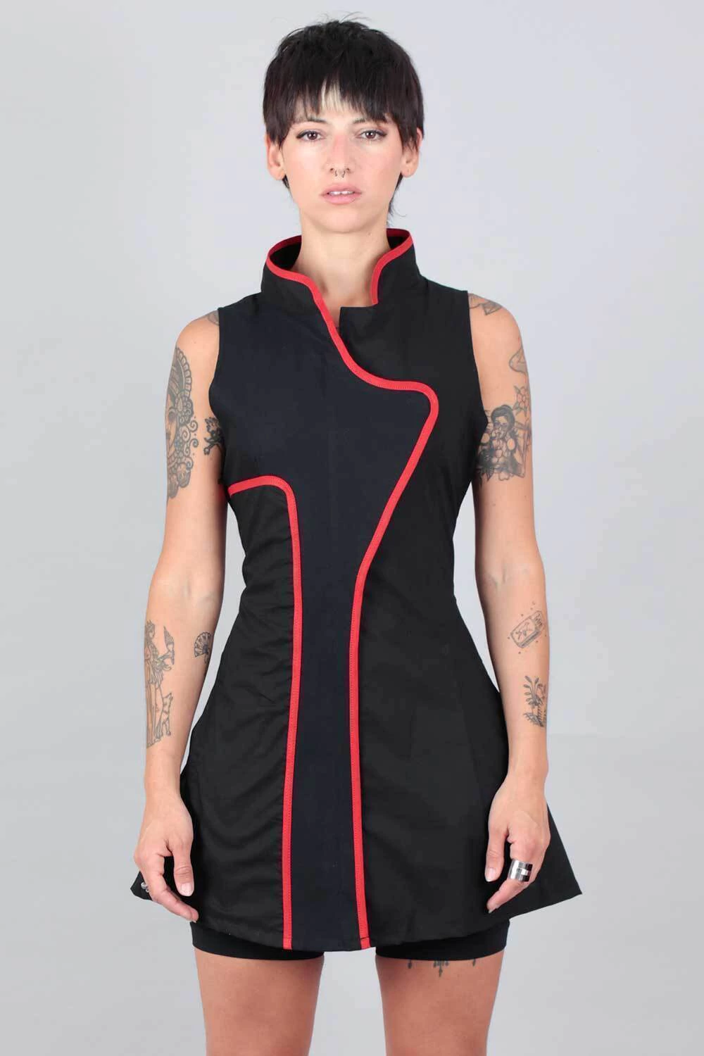 Vestido Chi Neo (negro y rojo)
