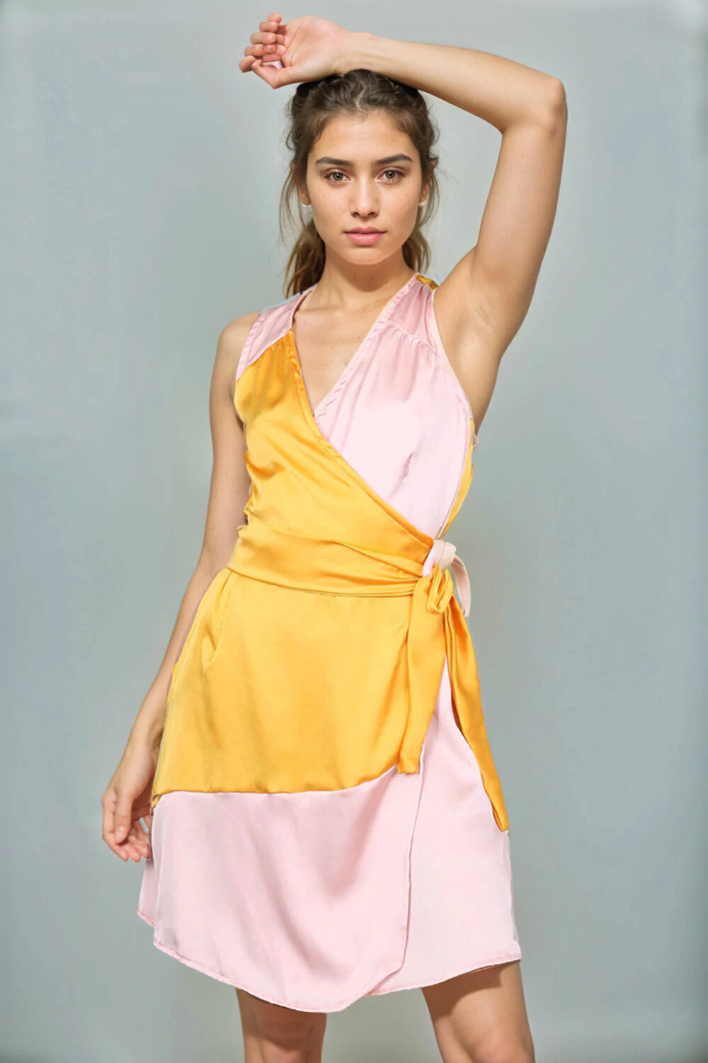 Vestido Esistenzialista (mostaza y rosa)