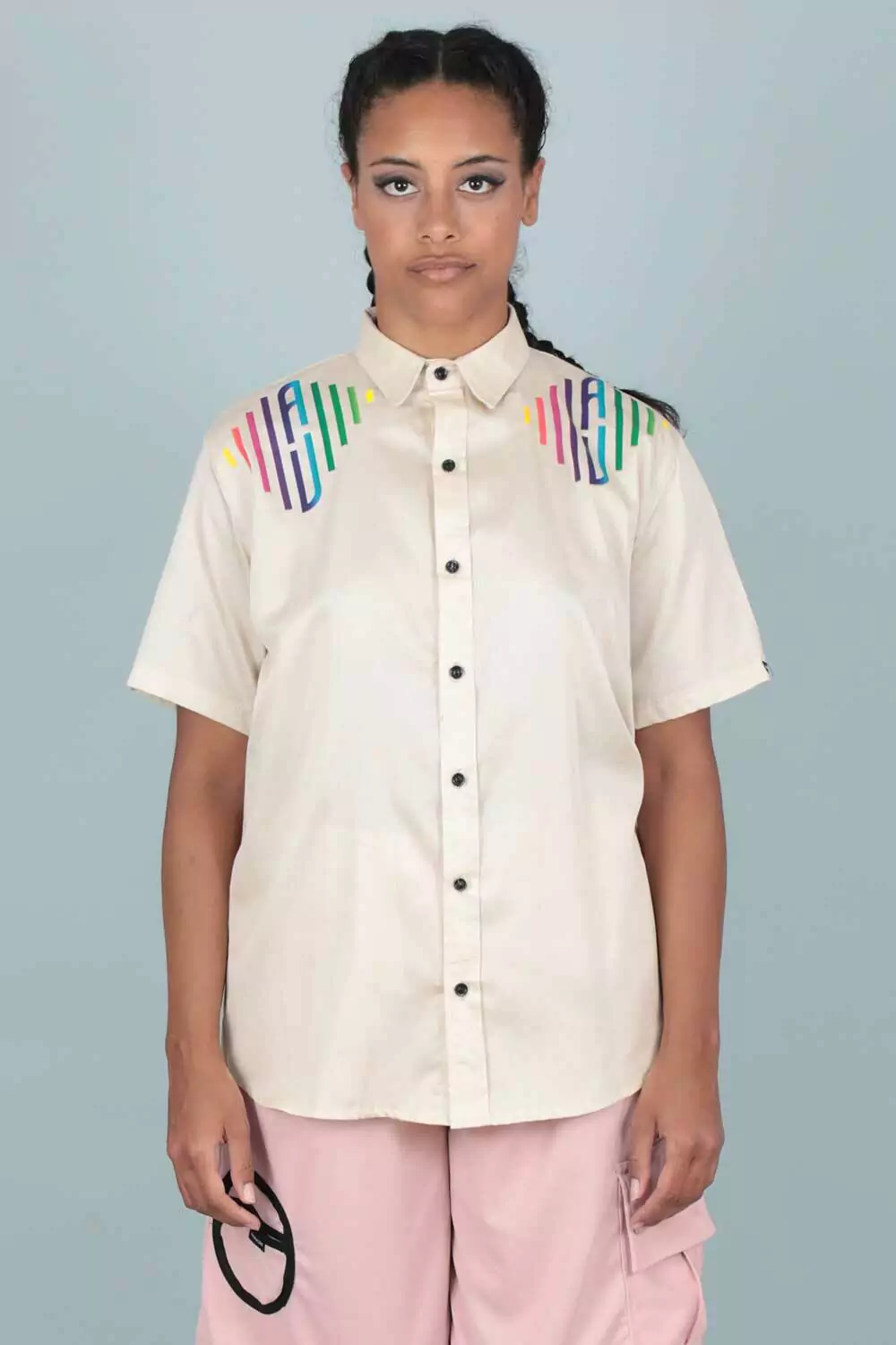 Camisa Juntes (beige canesú multicolor)