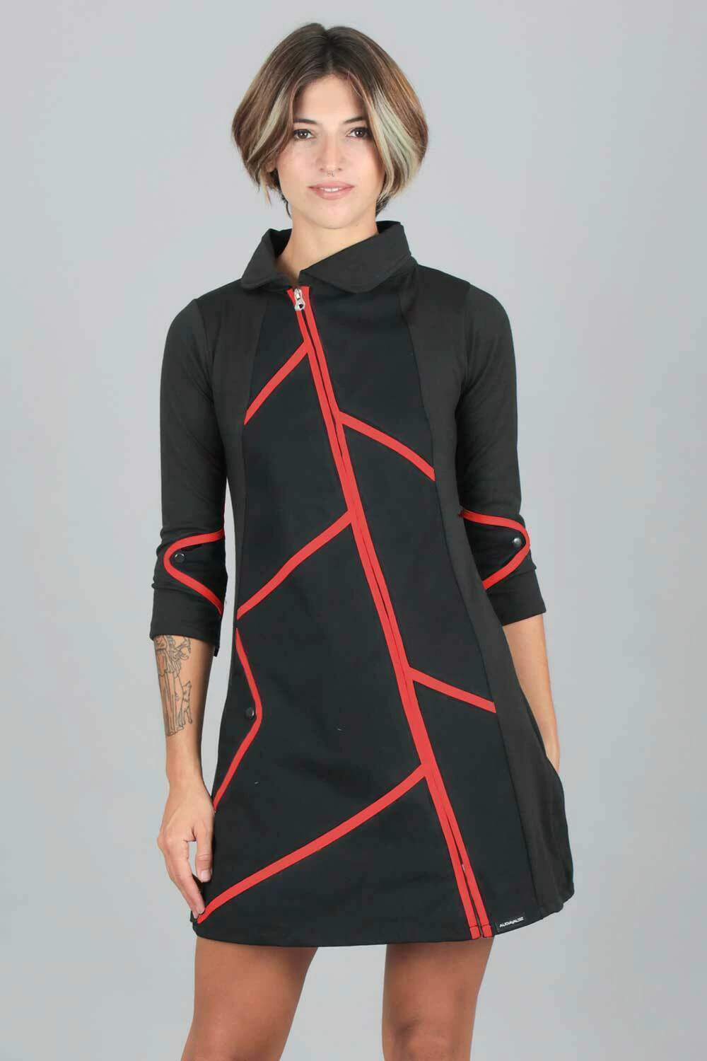 Vestido Destino fiel (negro c/rojo)