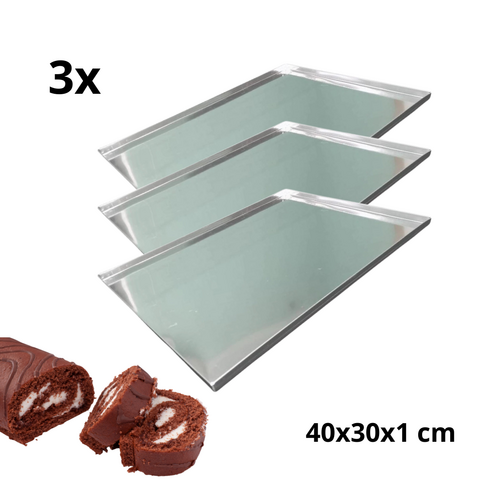 Kit 3 Forma Rocambole 40x30x1 cm Bolo de Rolo Assadeira Alum
