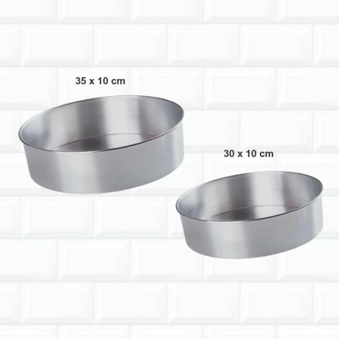 Jogo 2 Formas Assadeira Bolo Redonda 30x10 E 35x10 Alumínio 272