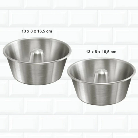 Kit 2 Formas De Pudim Pequena Em Alumínio 13x8x16 182