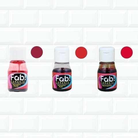 Kit Confeitaria Corante Alimentício Liquido 3 Vermelhos 406