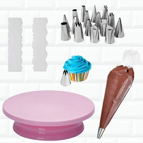 Kit Confeiteiro Completo Rosa Bailarina Espátula Bico 1m 347
