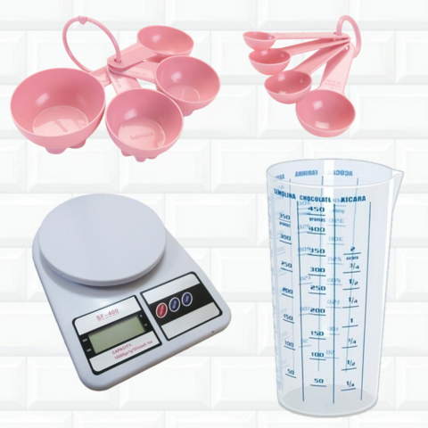 Kit Medidor Balança + Colher + Xicara + Copo 500ml 80