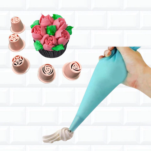 Kit Saco Para Confeitar Em Silicone + Bico Russo 5 Peças 119