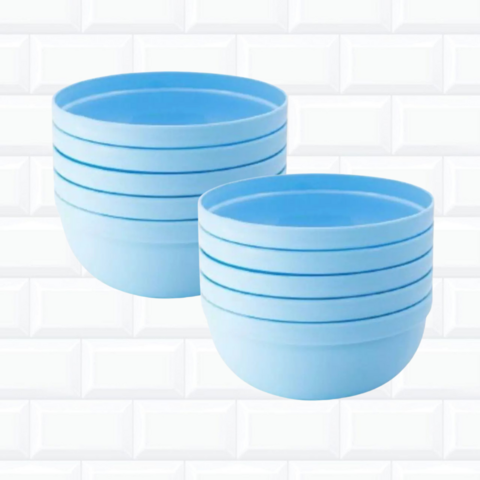Kit 10 Mini Bowls Tigela Em Plástico Azul Pote Cumbuca 834