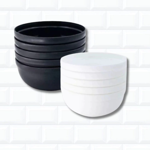 Kit 10 Bowl Tigela Plástico Branco Preto Pote Cumbuca 837